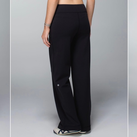 LULULEMON Black Groove Reversible Mid Rise Straight Wide Leg Yoga Pant Leggings - Picture 2 of 16